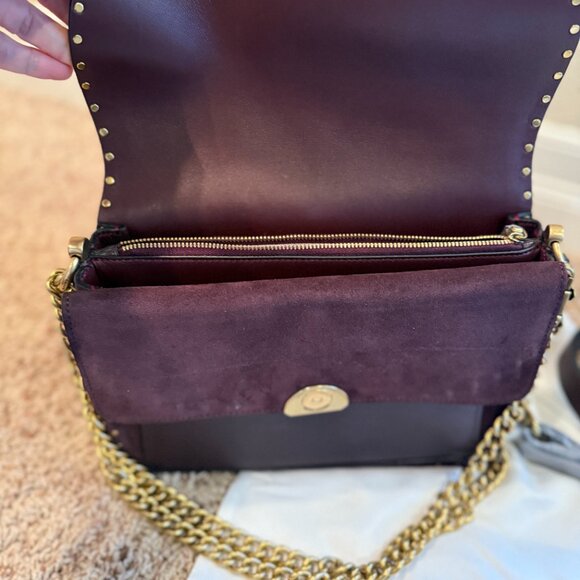 COACH® | Burgundy  double flap with gold and leather straps and wallet - Picture 4 of 14